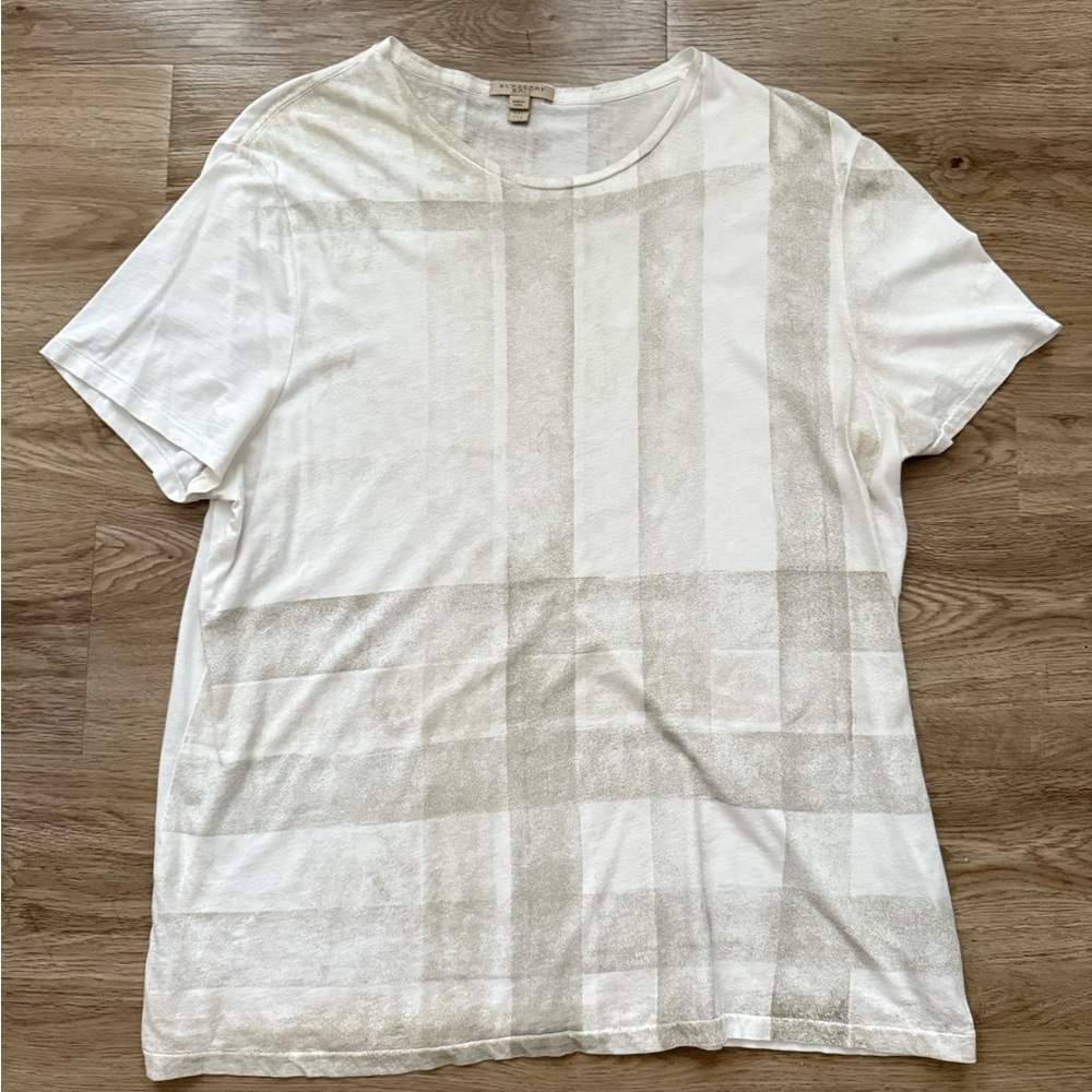 Burberry White and Gray Short Sleeve Tee